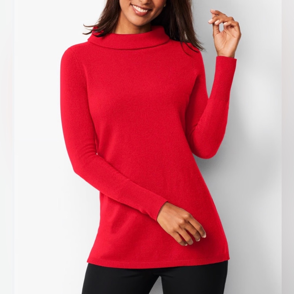 Talbots NWT Sabrina Red 100% Pure Cashmere Sweater Cozy Pullover Portrait Neck